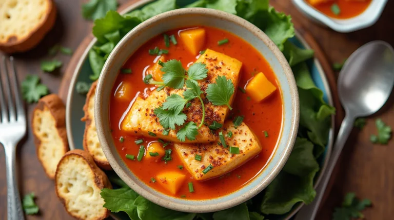 mexican soup with fish and squash